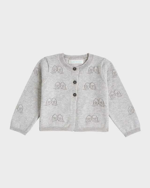 Kid's Angel Wing Pointelle Cardigan, Size 3M-24
